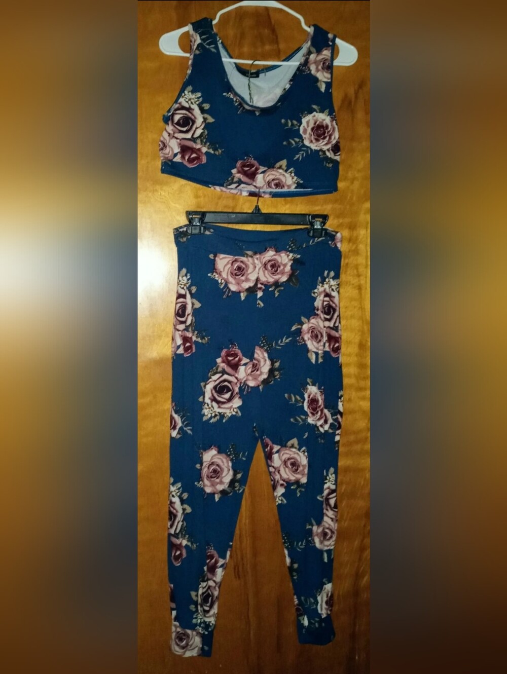 Women's Minette Boutique Matching 2-Piece Navy Blue XL Top & Large Leggings Flor